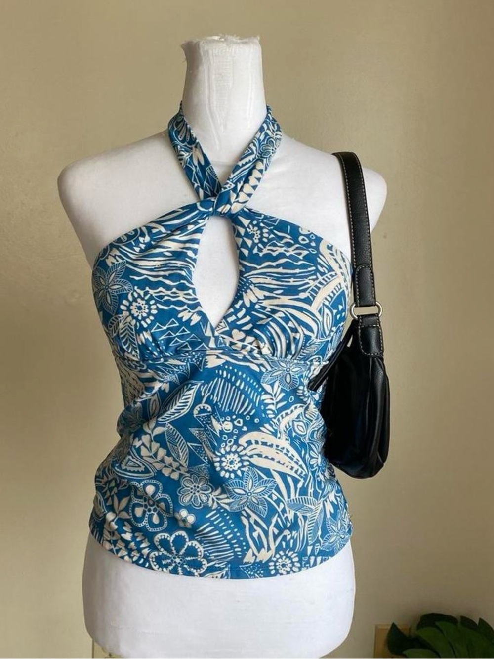 Y2K blue sparkly floral halter swim top - Picture 6 of 8